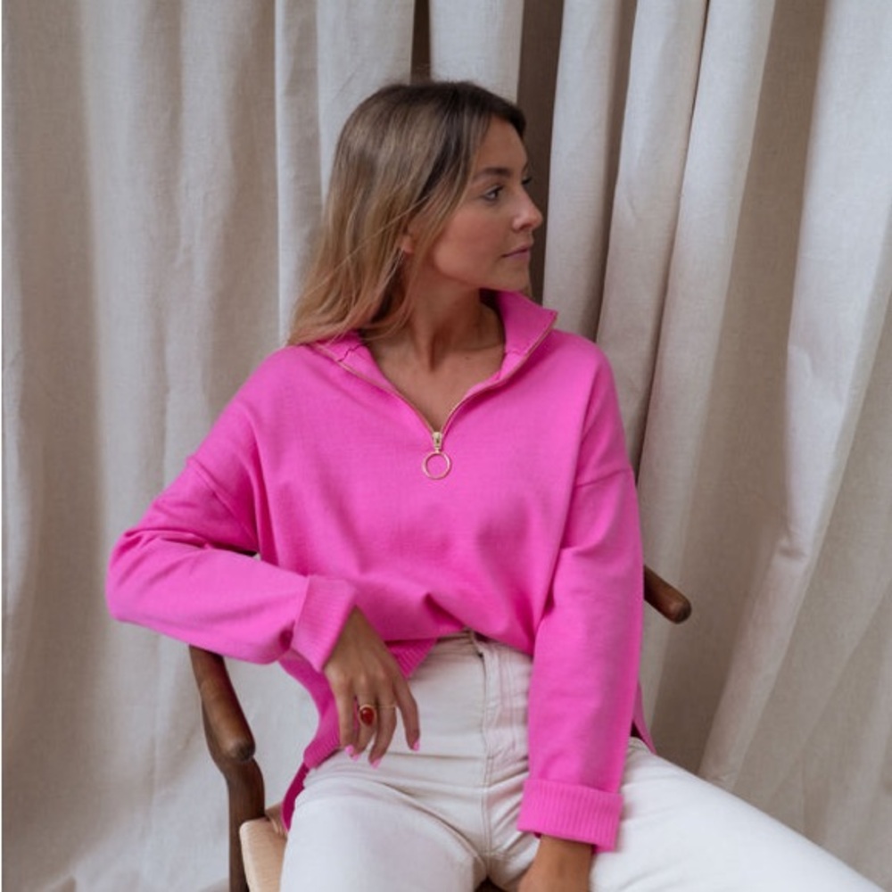 Easy Clothes Hot Pink July Sweater- One Size/Size L